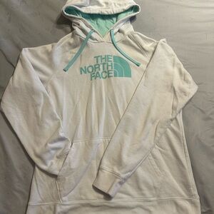 The North Face White Hoodie with Teal Accents